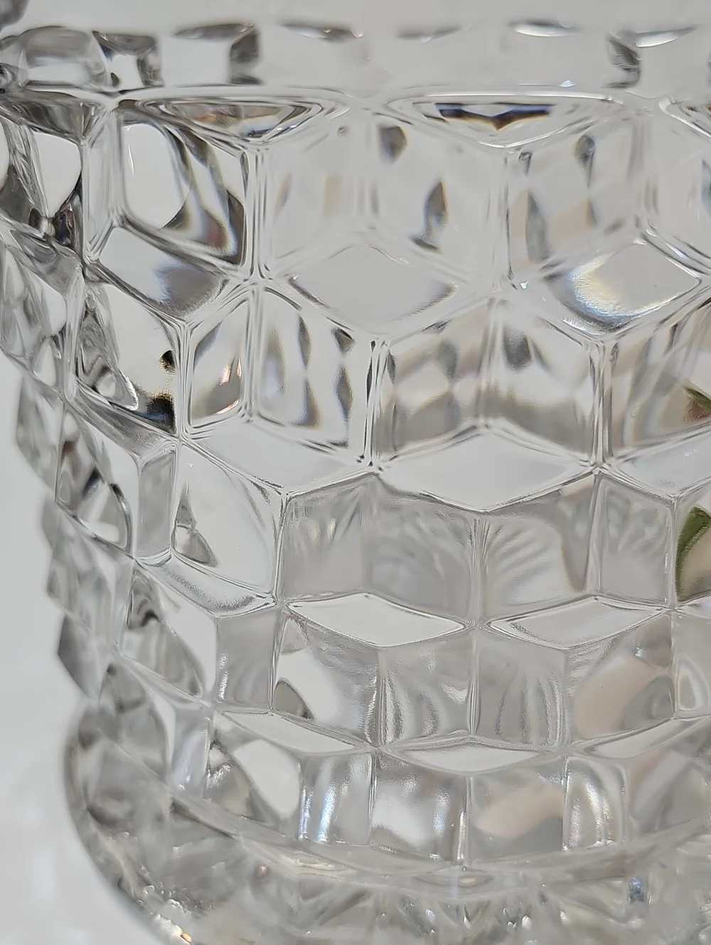 Vintage Fostoria American Clear Cube Motif Pressed Glass Cookie Jar & Lid